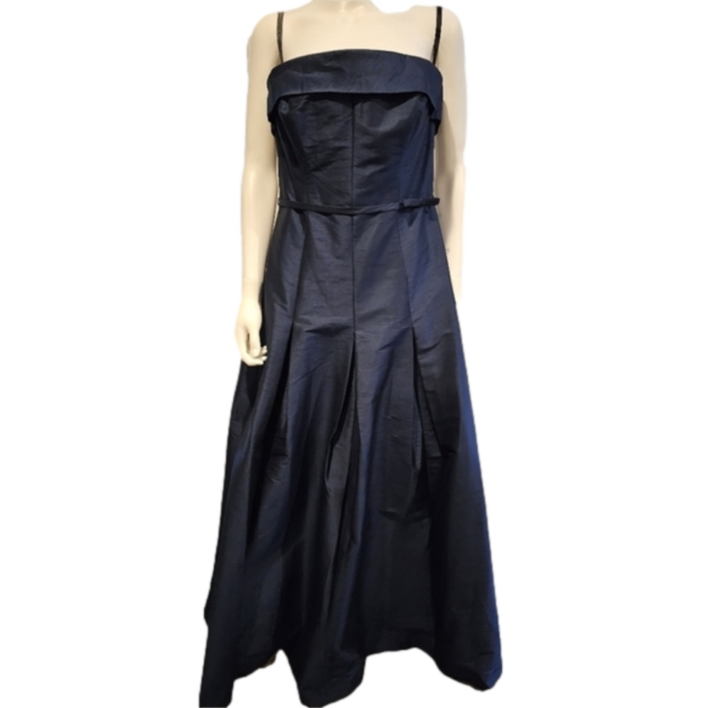 Gather & Gown Navy Blue Pleated Evening Gown Size 12 - Picture 2 of 9